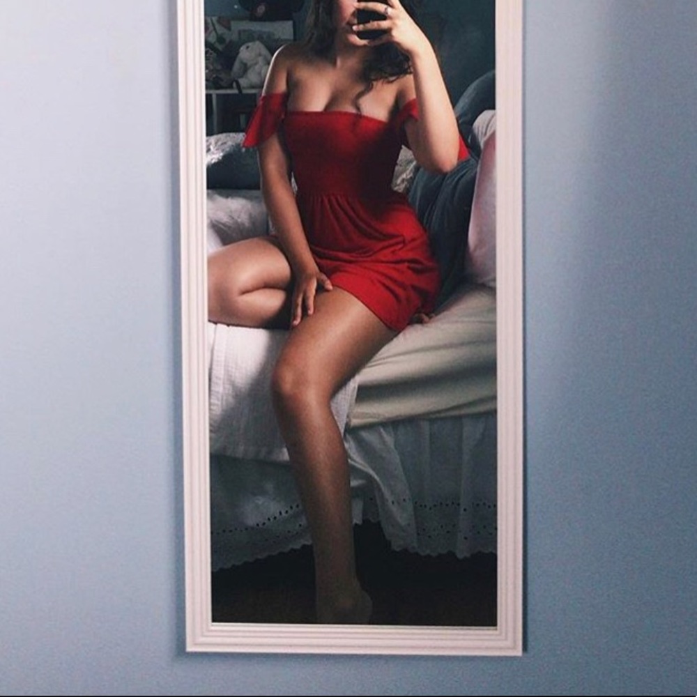 Red Off-Shoulder Babydoll Dress